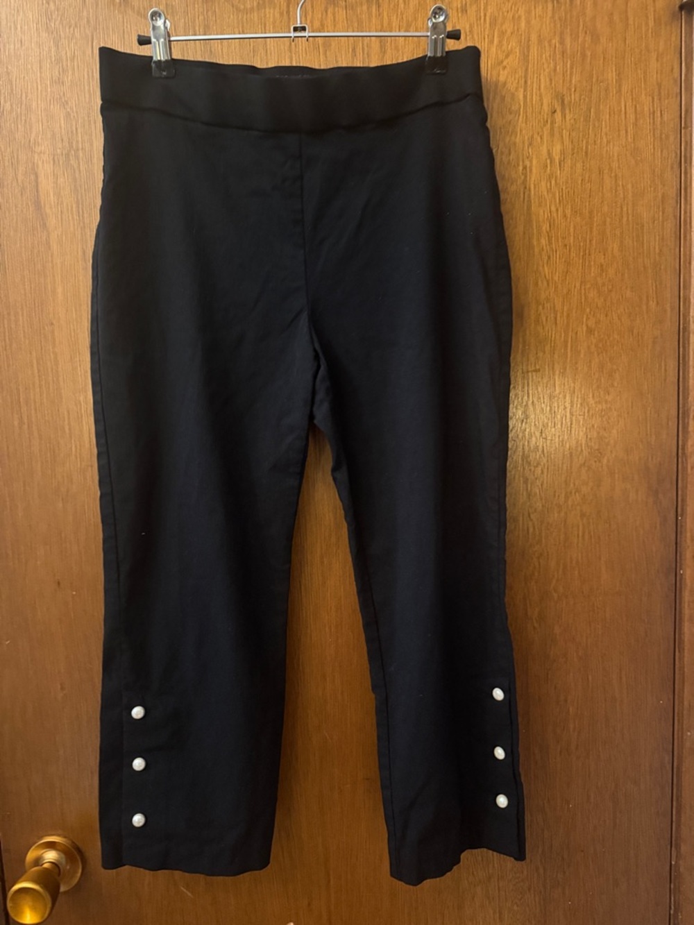 Counterparts Black Capris with Button Detail